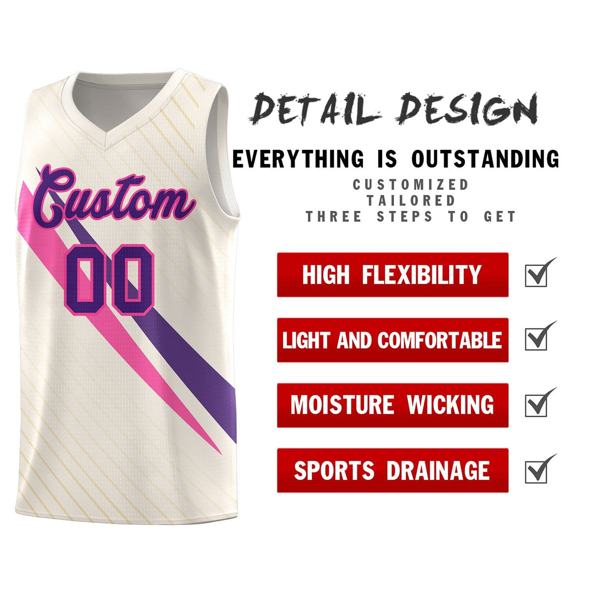 Custom Cream Diagonal Pinstripe Pattern Color Block Sports Uniform Basketball Jersey|KXKSHOP