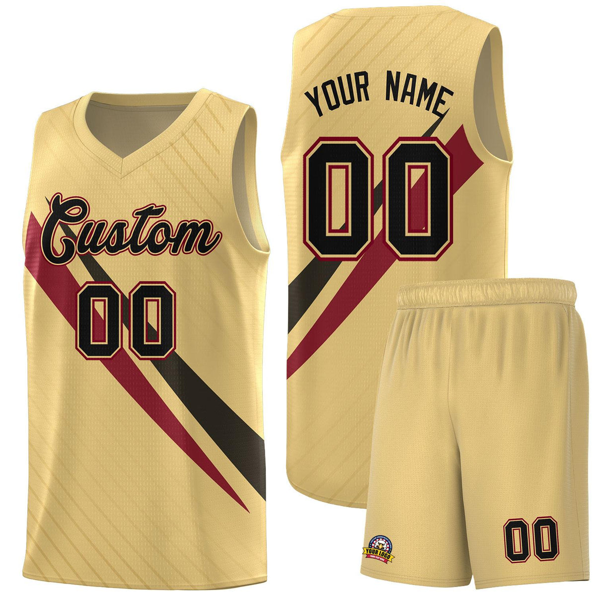 Custom Khaki Diagonal Pinstripe Pattern Color Block Sports Uniform Basketball Jersey|KXKSHOP