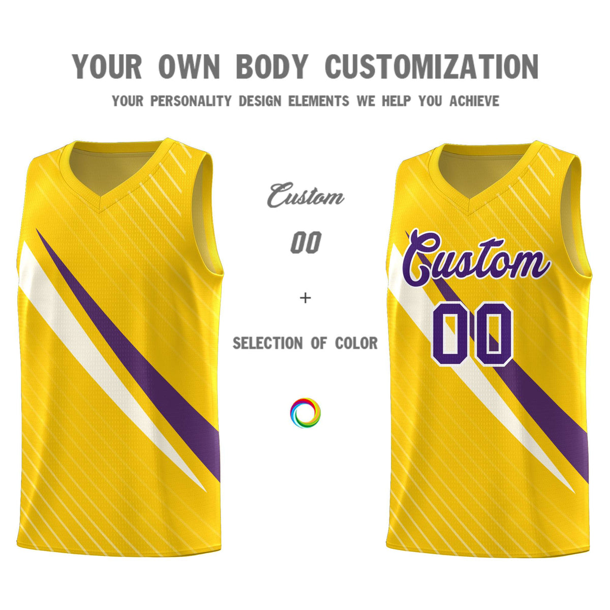 Custom Gold Diagonal Pinstripe Pattern Color Block Sports Uniform Basketball Jersey|KXKSHOP