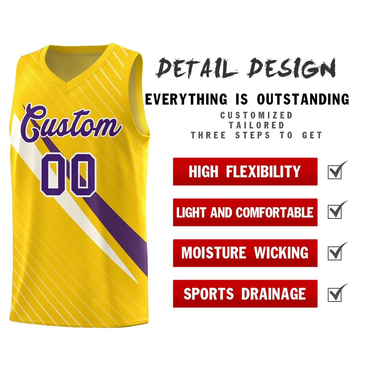 Custom Gold Diagonal Pinstripe Pattern Color Block Sports Uniform Basketball Jersey|KXKSHOP