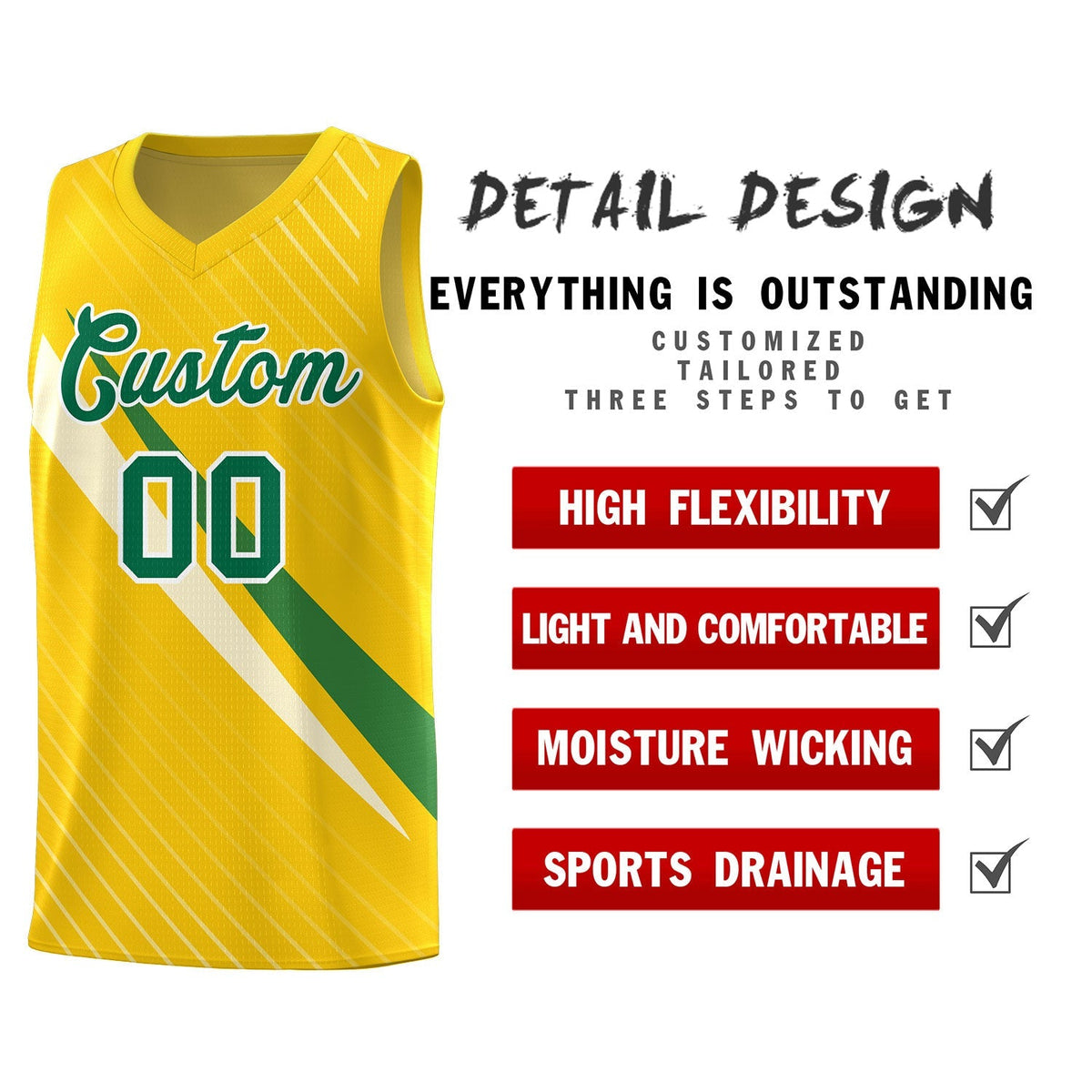Custom Gold Diagonal Pinstripe Pattern Color Block Sports Uniform Basketball Jersey|KXKSHOP
