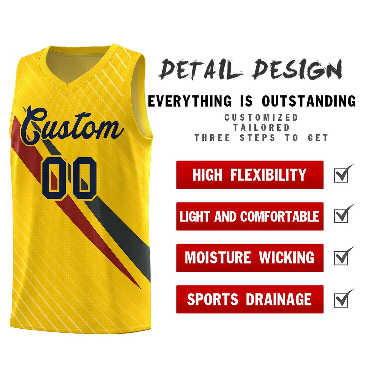 Custom Gold Diagonal Pinstripe Pattern Color Block Sports Uniform Basketball Jersey|KXKSHOP