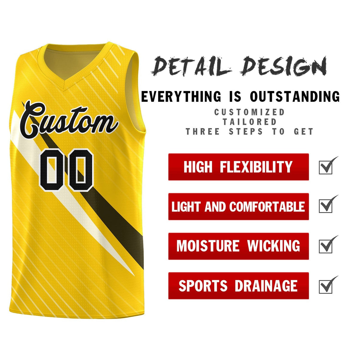 Custom Gold Diagonal Pinstripe Pattern Color Block Sports Uniform Basketball Jersey|KXKSHOP