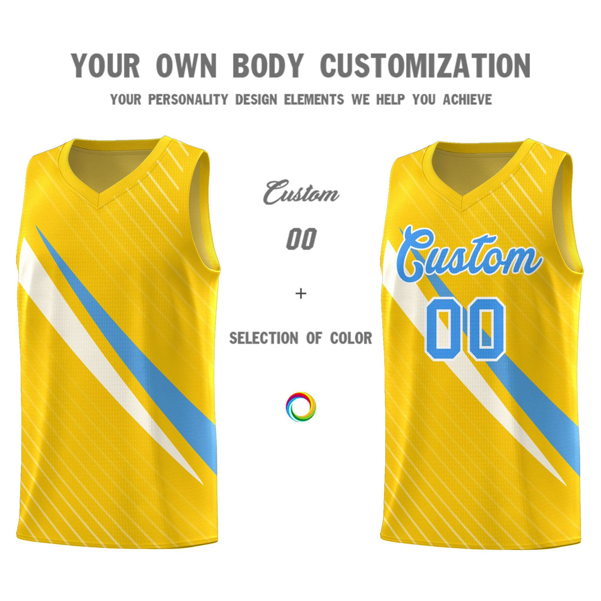 Custom Gold Diagonal Pinstripe Pattern Color Block Sports Uniform Basketball Jersey|KXKSHOP