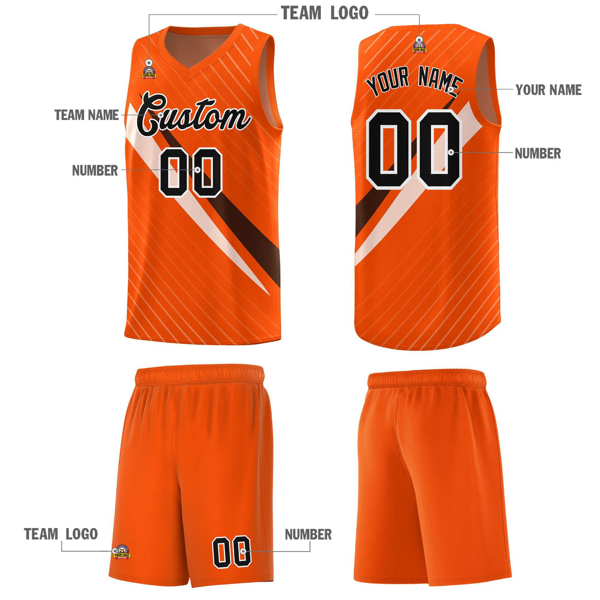 Custom Orange Diagonal Pinstripe Pattern Color Block Sports Uniform Basketball Jersey|KXKSHOP