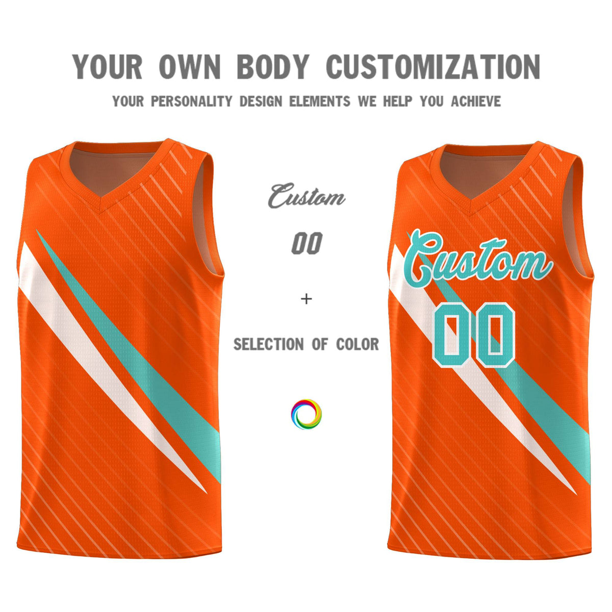 Custom Orange Diagonal Pinstripe Pattern Color Block Sports Uniform Basketball Jersey|KXKSHOP