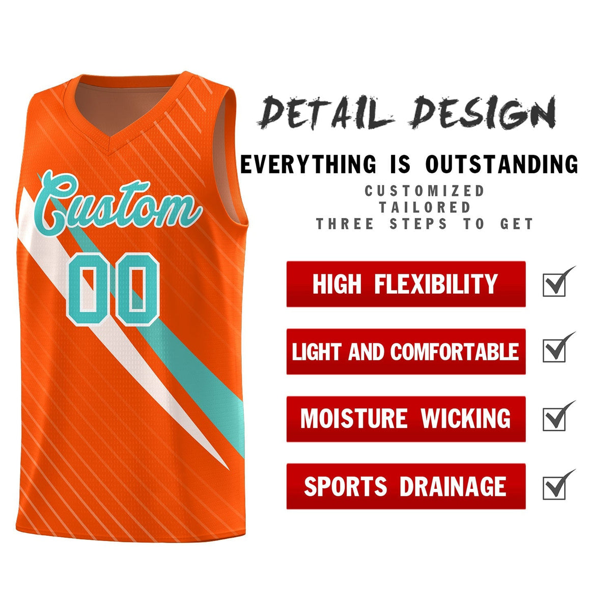 Custom Orange Diagonal Pinstripe Pattern Color Block Sports Uniform Basketball Jersey|KXKSHOP