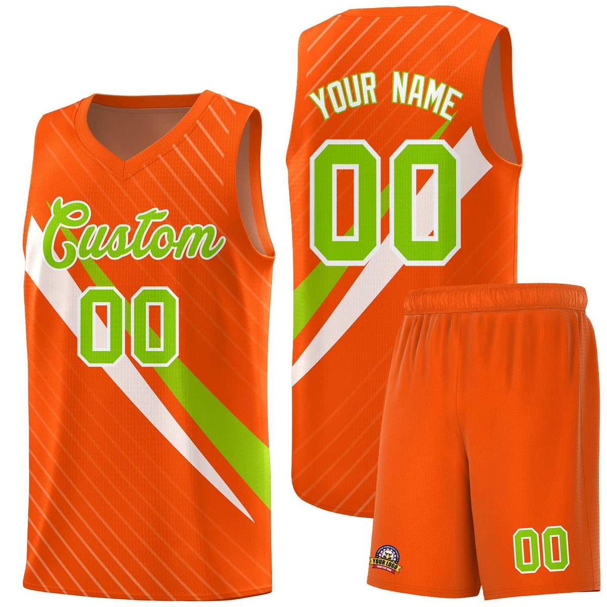 Custom Orange Diagonal Pinstripe Pattern Color Block Sports Uniform Basketball Jersey|KXKSHOP