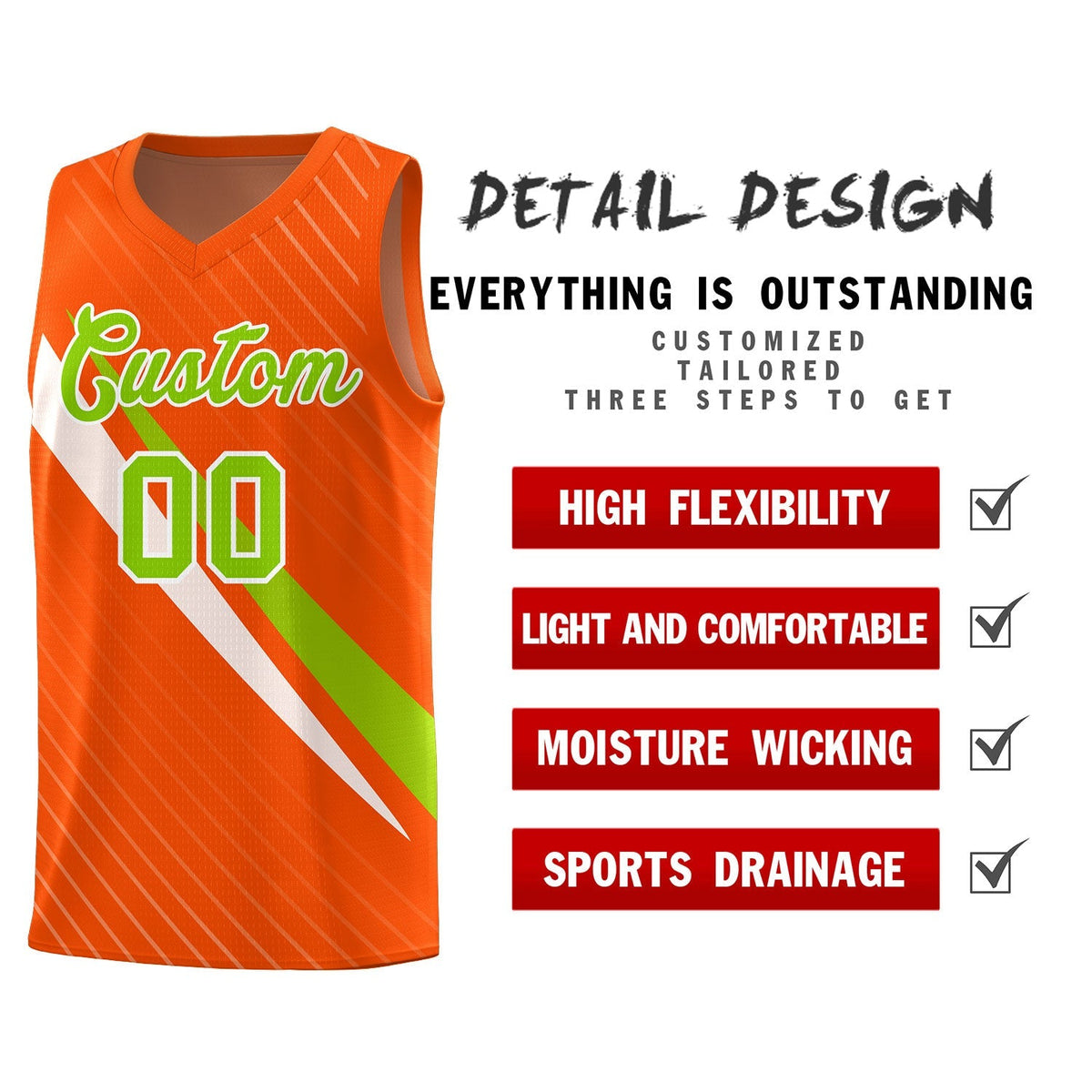 Custom Orange Diagonal Pinstripe Pattern Color Block Sports Uniform Basketball Jersey|KXKSHOP