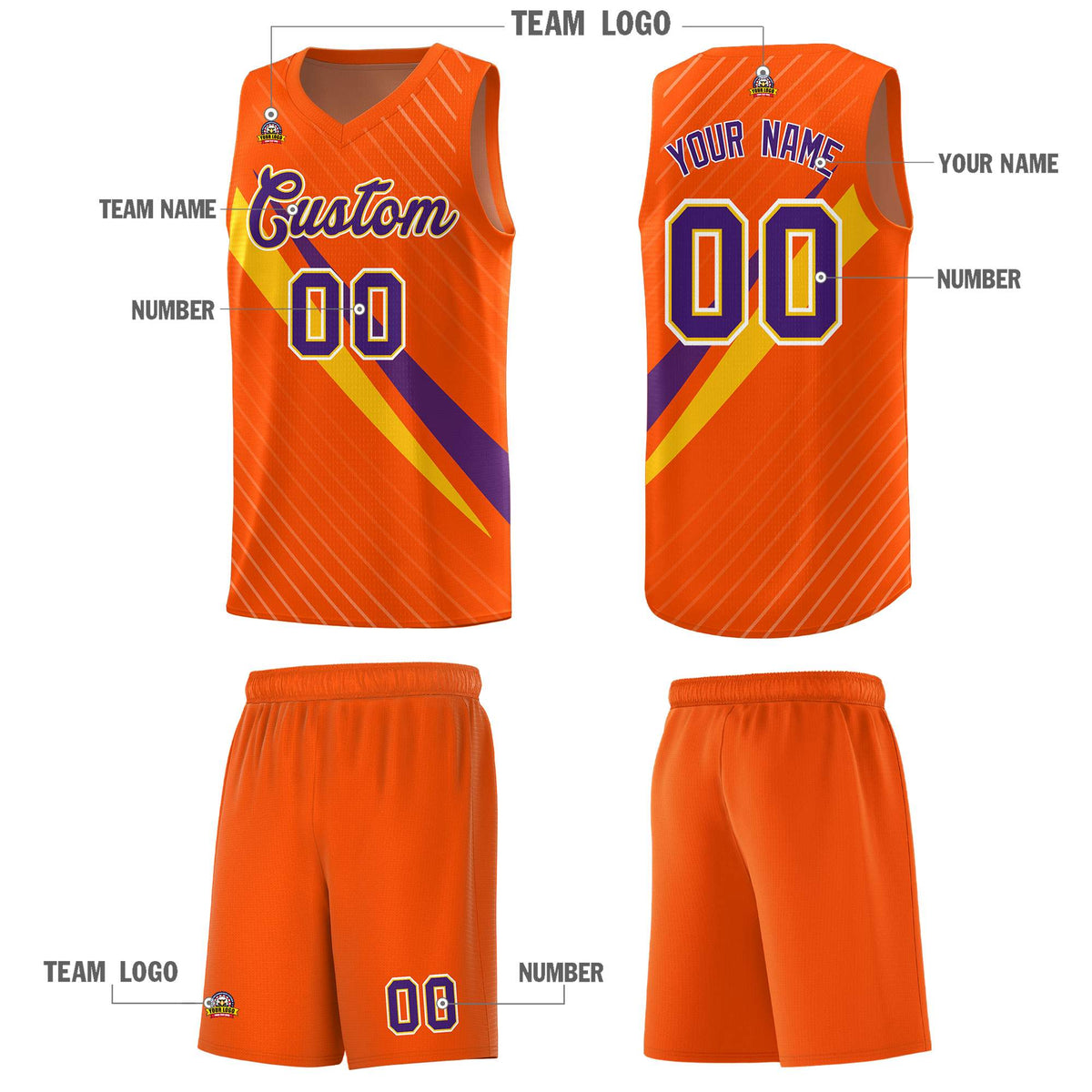 Custom Orange Diagonal Pinstripe Pattern Color Block Sports Uniform Basketball Jersey|KXKSHOP