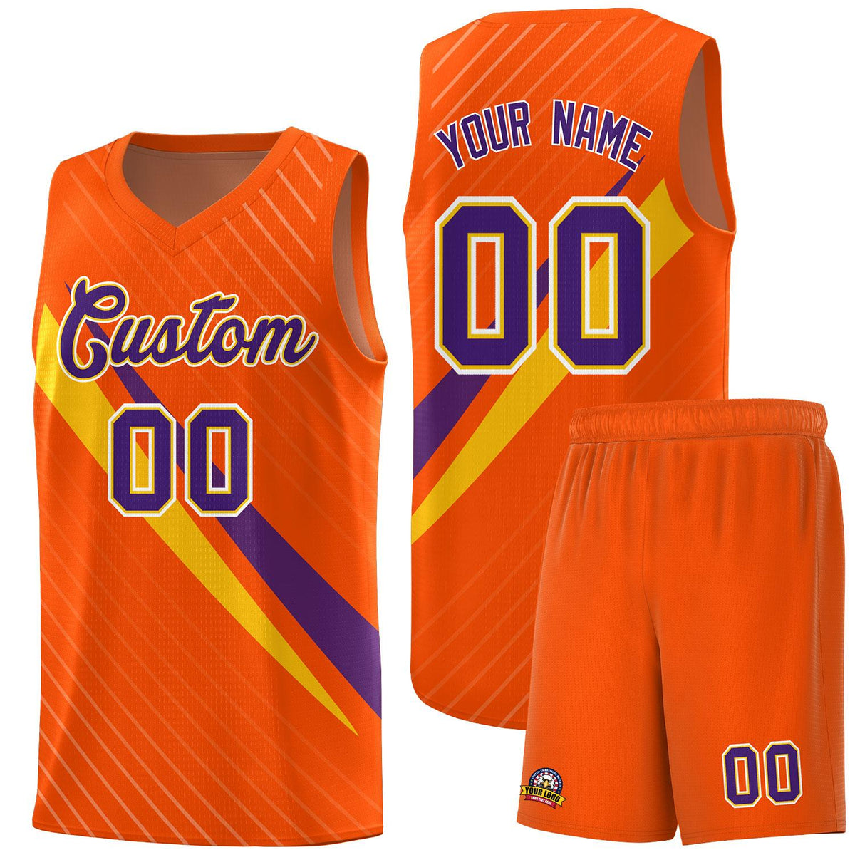 Custom Orange Diagonal Pinstripe Pattern Color Block Sports Uniform Basketball Jersey|KXKSHOP