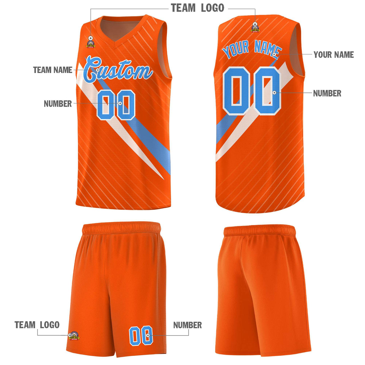 Custom Orange Diagonal Pinstripe Pattern Color Block Sports Uniform Basketball Jersey|KXKSHOP
