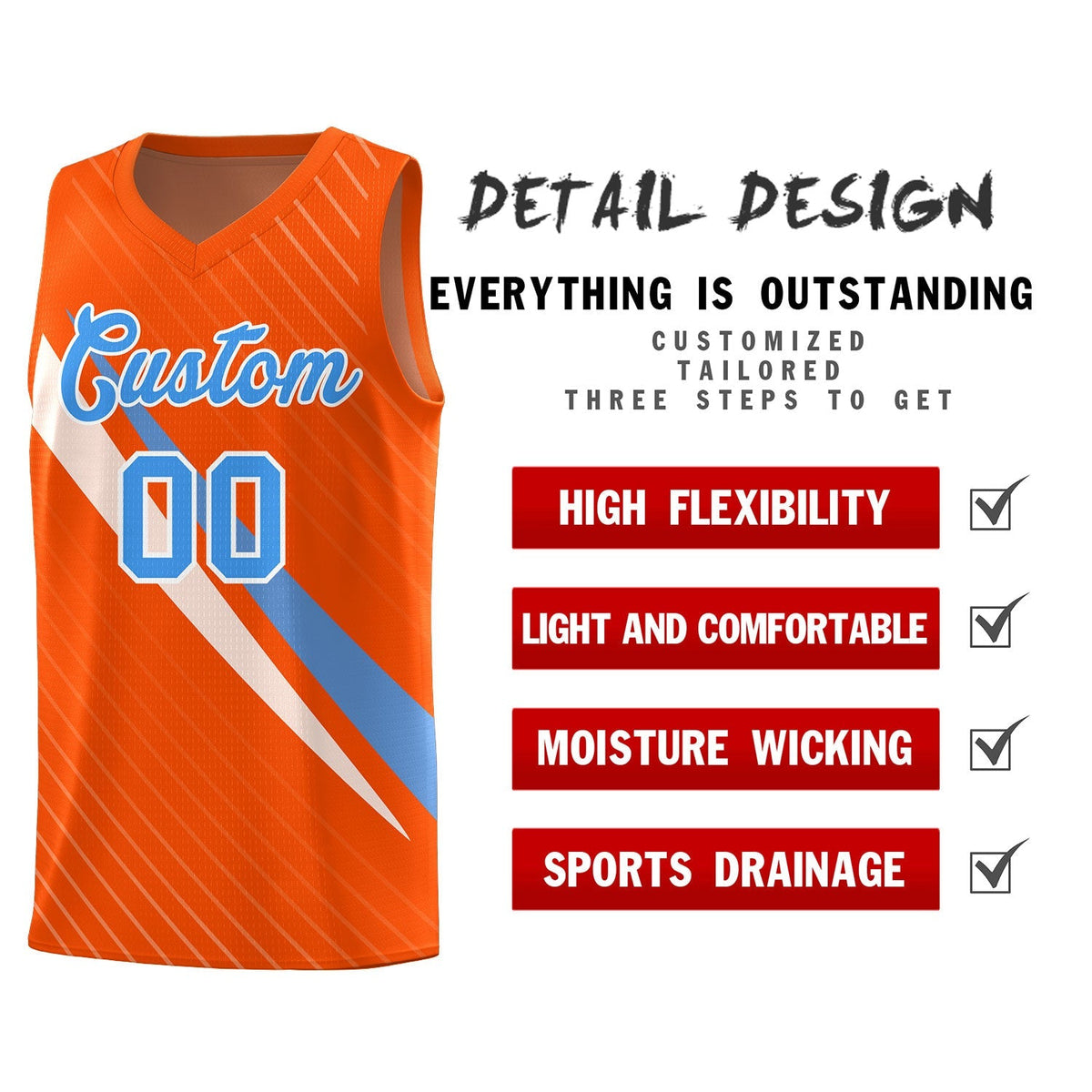 Custom Orange Diagonal Pinstripe Pattern Color Block Sports Uniform Basketball Jersey|KXKSHOP