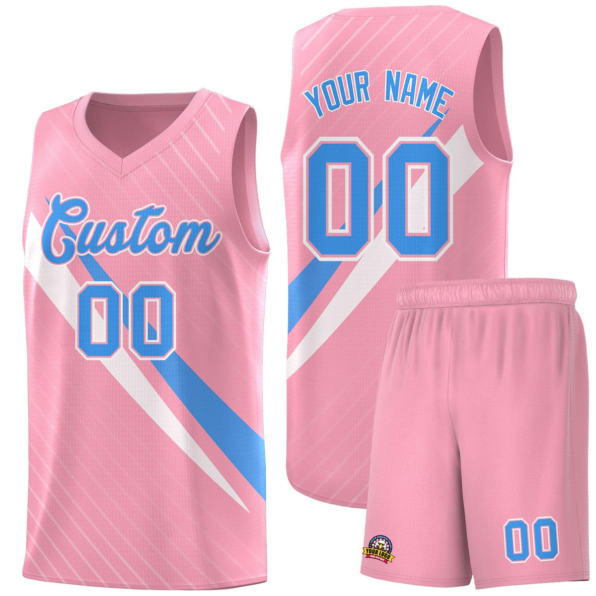 Custom Light Pink Diagonal Pinstripe Pattern Color Block Sports Uniform Basketball Jersey|KXKSHOP
