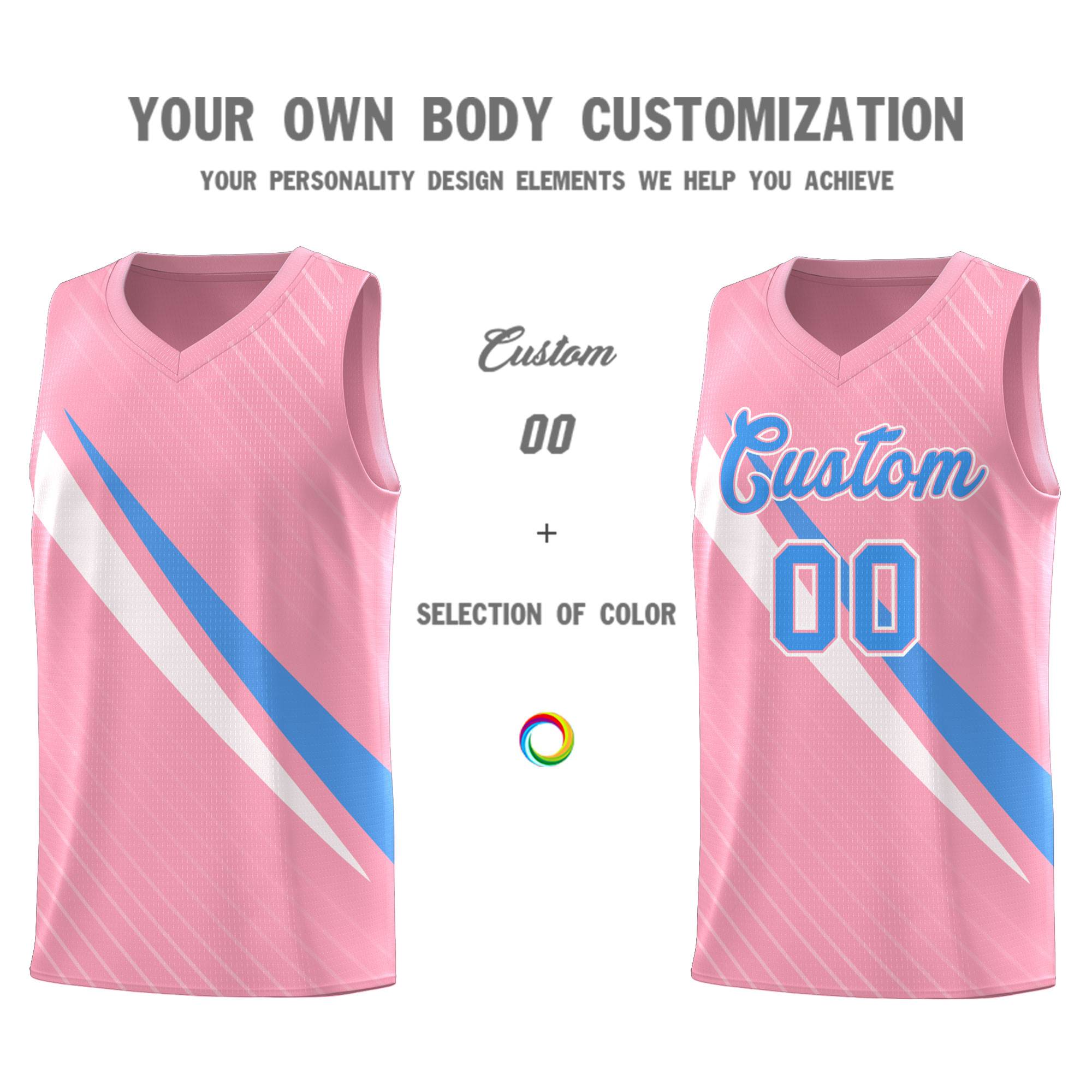 Custom Light Pink Diagonal Pinstripe Pattern Color Block Sports Uniform Basketball Jersey|KXKSHOP