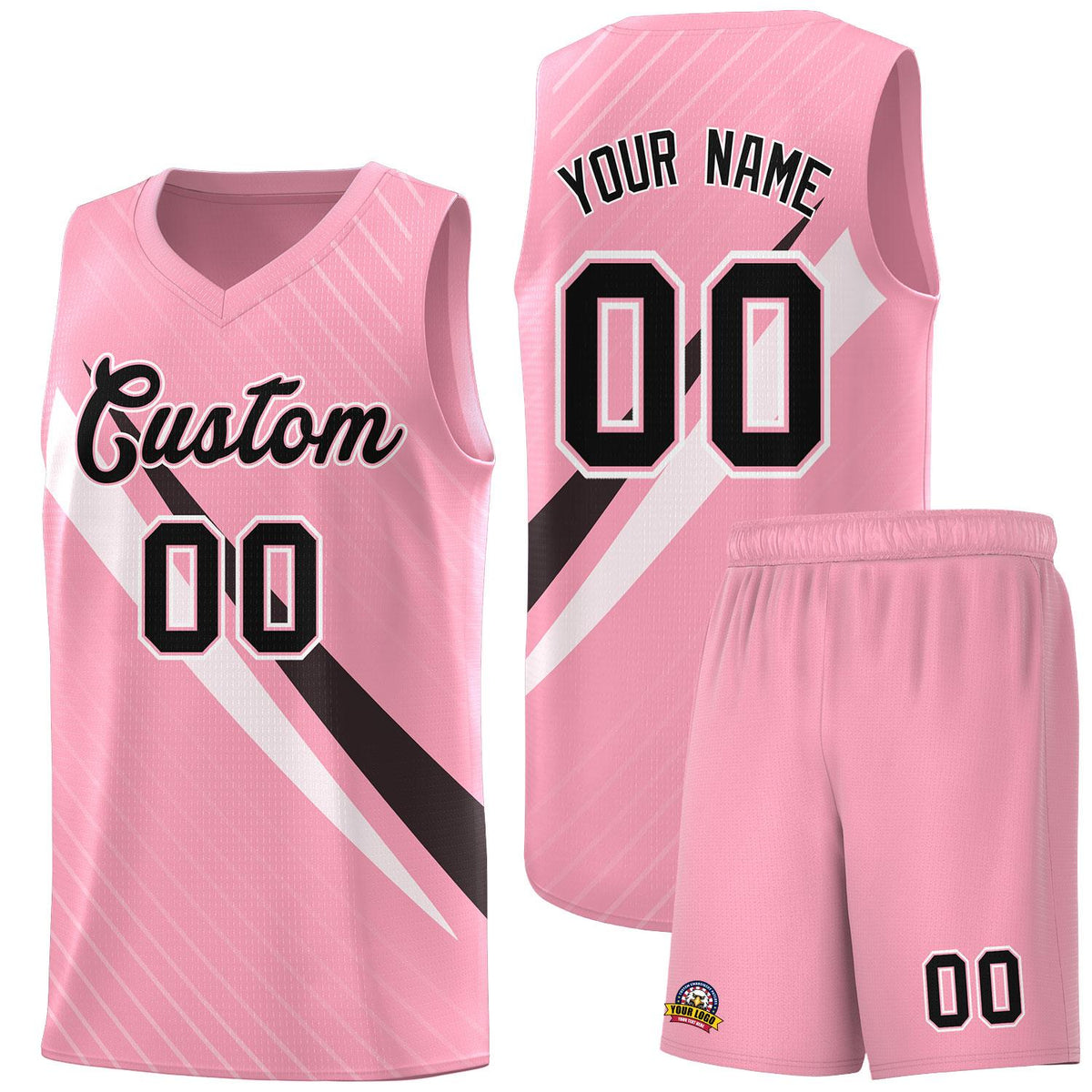 Custom Light Pink Diagonal Pinstripe Pattern Color Block Sports Uniform Basketball Jersey|KXKSHOP
