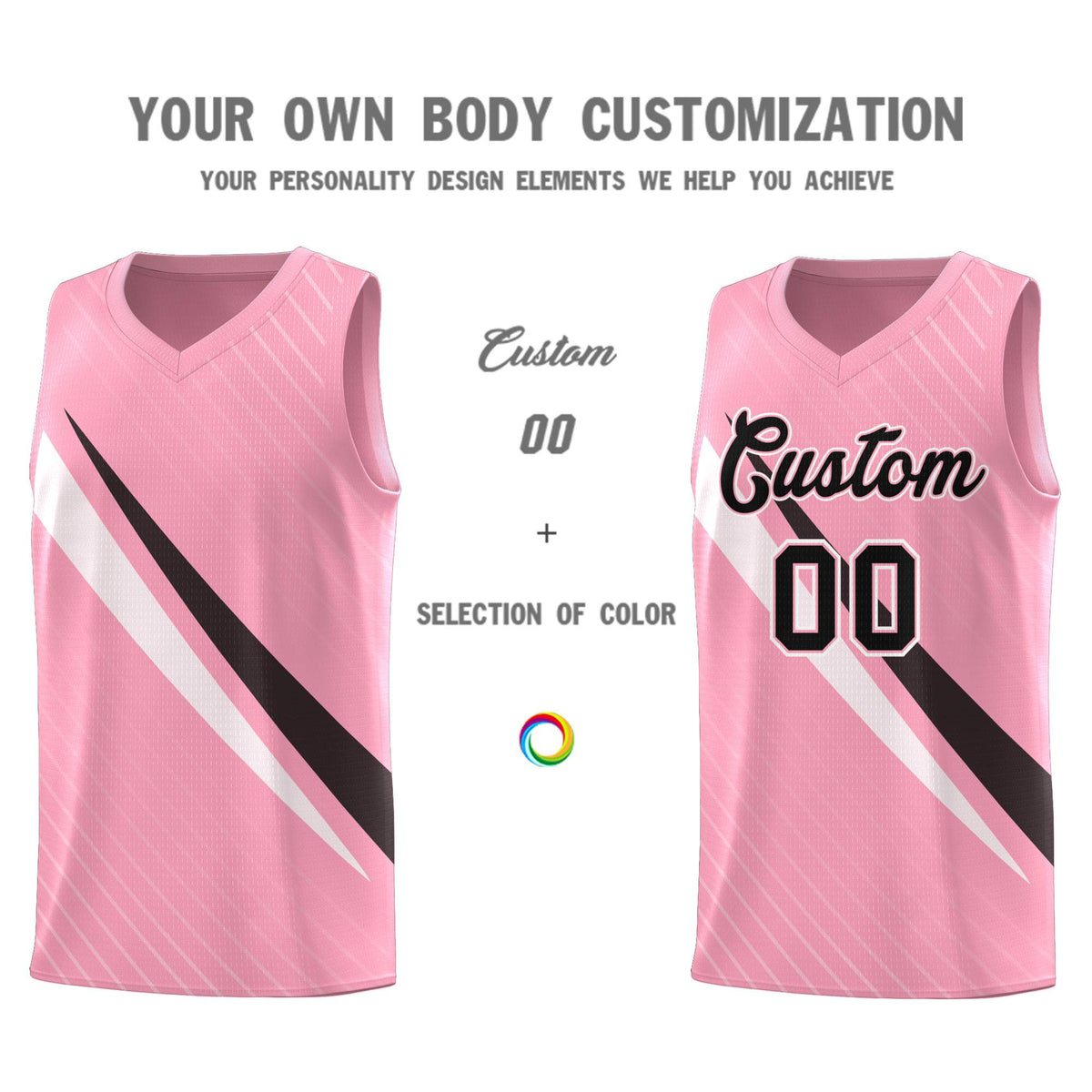 Custom Light Pink Diagonal Pinstripe Pattern Color Block Sports Uniform Basketball Jersey|KXKSHOP