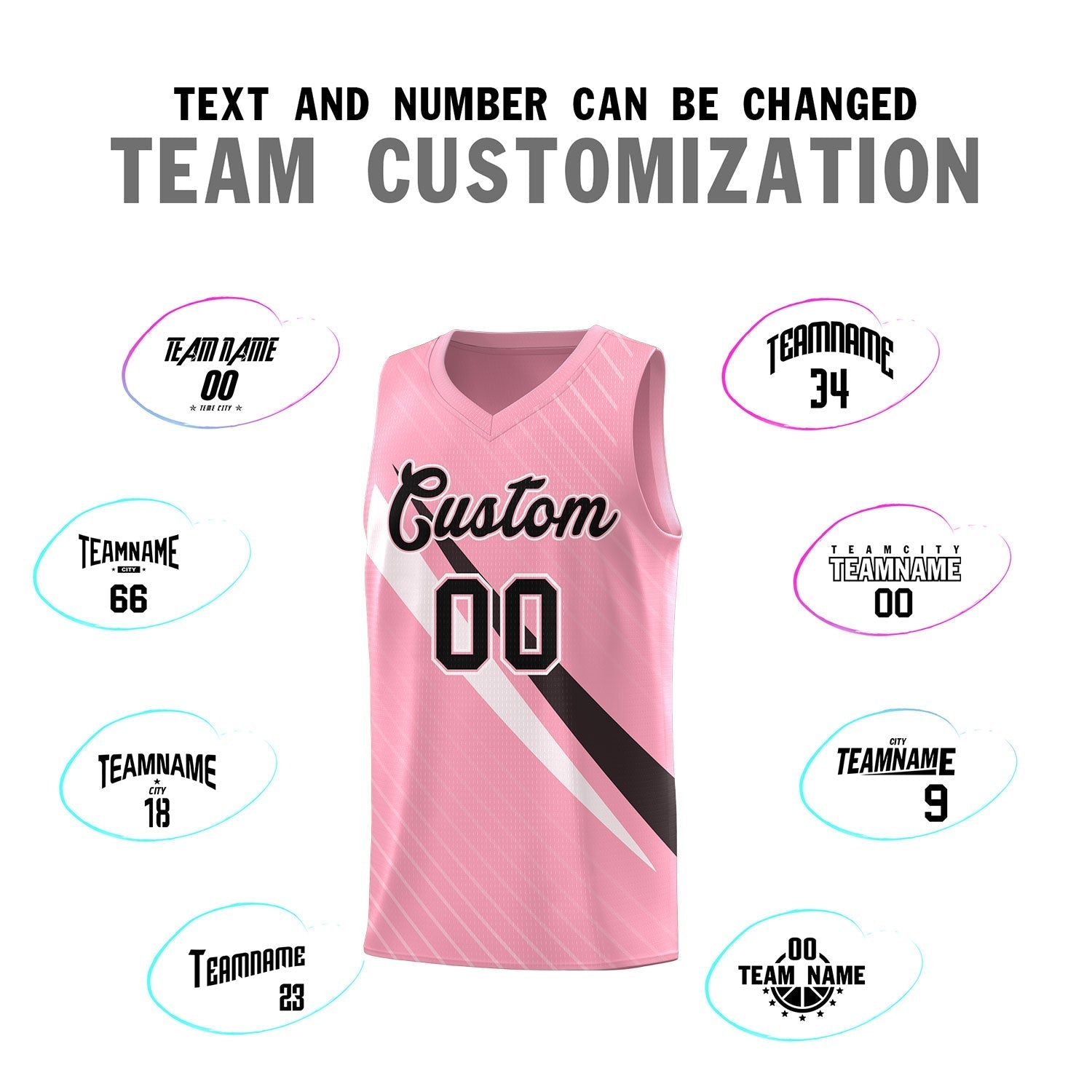 Custom Light Pink Diagonal Pinstripe Pattern Color Block Sports Uniform Basketball Jersey|KXKSHOP