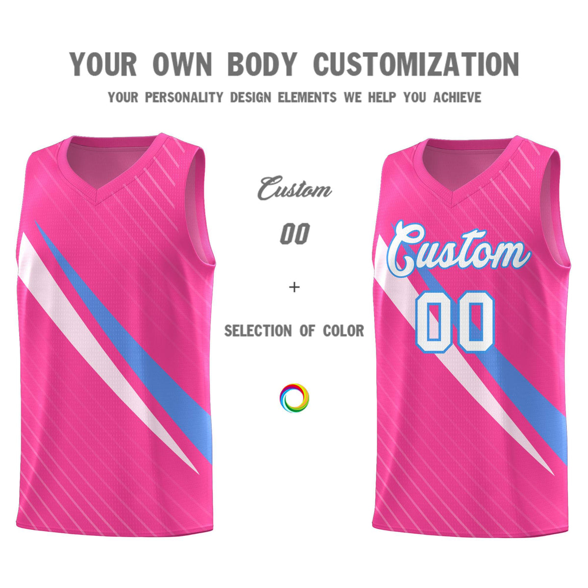 Custom Pink Diagonal Pinstripe Pattern Color Block Sports Uniform Basketball Jersey|KXKSHOP