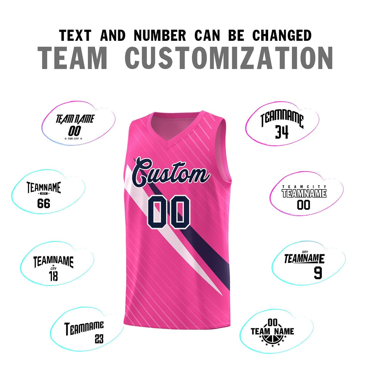 Custom Pink Diagonal Pinstripe Pattern Color Block Sports Uniform Basketball Jersey|KXKSHOP