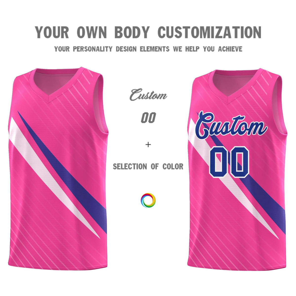 Custom Pink Diagonal Pinstripe Pattern Color Block Sports Uniform Basketball Jersey|KXKSHOP