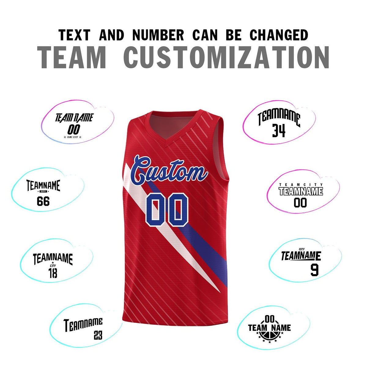 Custom Red Diagonal Pinstripe Pattern Color Block Sports Uniform Basketball Jersey|KXKSHOP