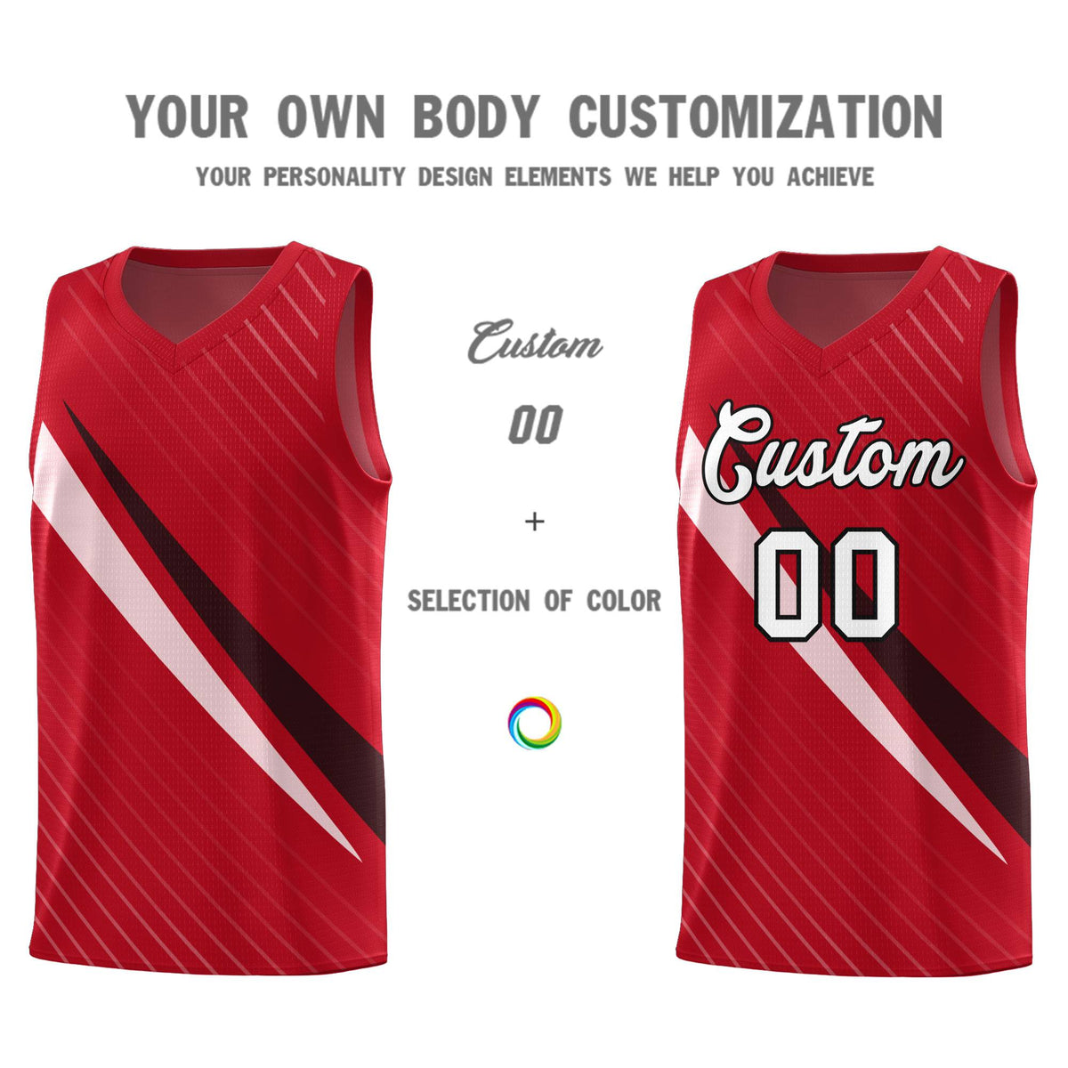 Custom Red Diagonal Pinstripe Pattern Color Block Sports Uniform Basketball Jersey|KXKSHOP