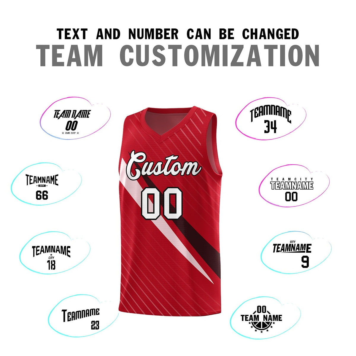 Custom Red Diagonal Pinstripe Pattern Color Block Sports Uniform Basketball Jersey|KXKSHOP
