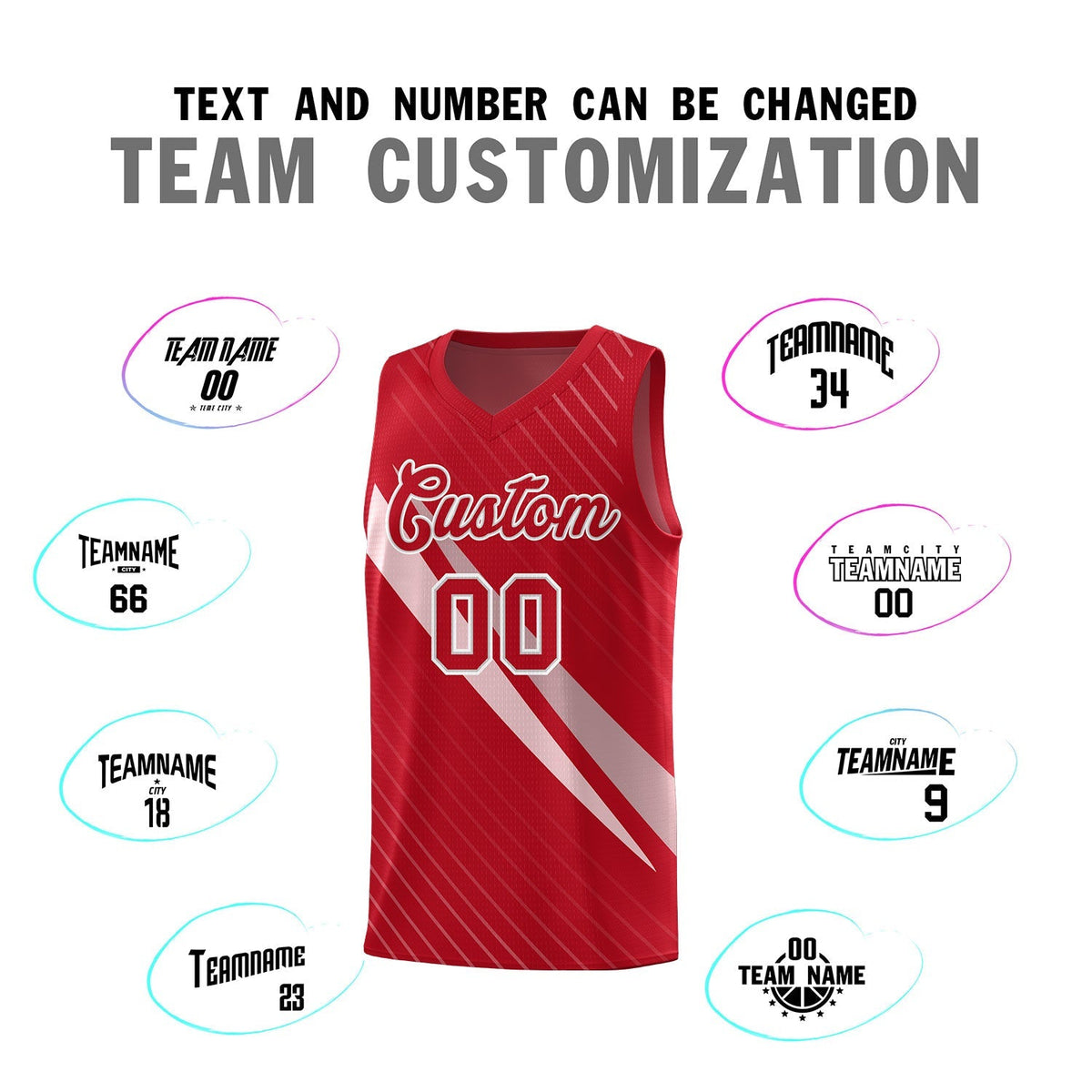 Custom Red Diagonal Pinstripe Pattern Color Block Sports Uniform Basketball Jersey|KXKSHOP