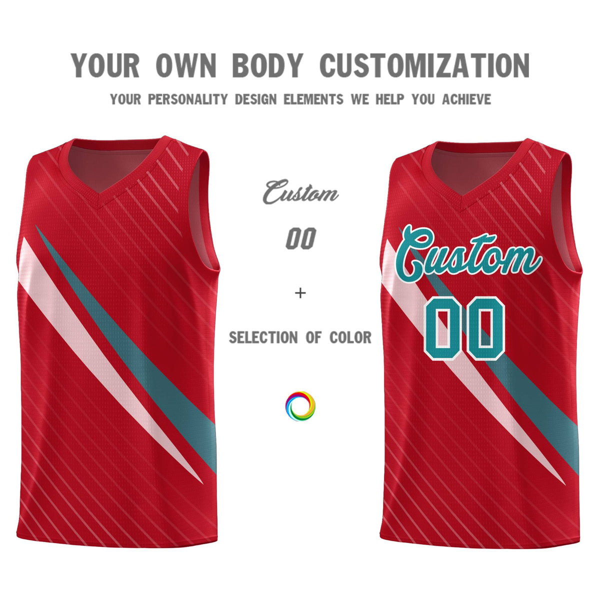 Custom Red Diagonal Pinstripe Pattern Color Block Sports Uniform Basketball Jersey|KXKSHOP