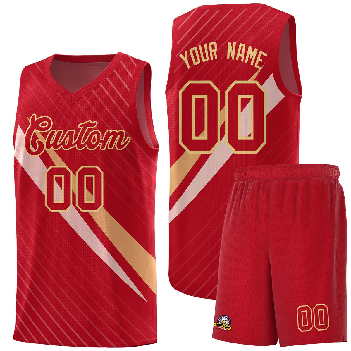 Custom Red Diagonal Pinstripe Pattern Color Block Sports Uniform Basketball Jersey|KXKSHOP