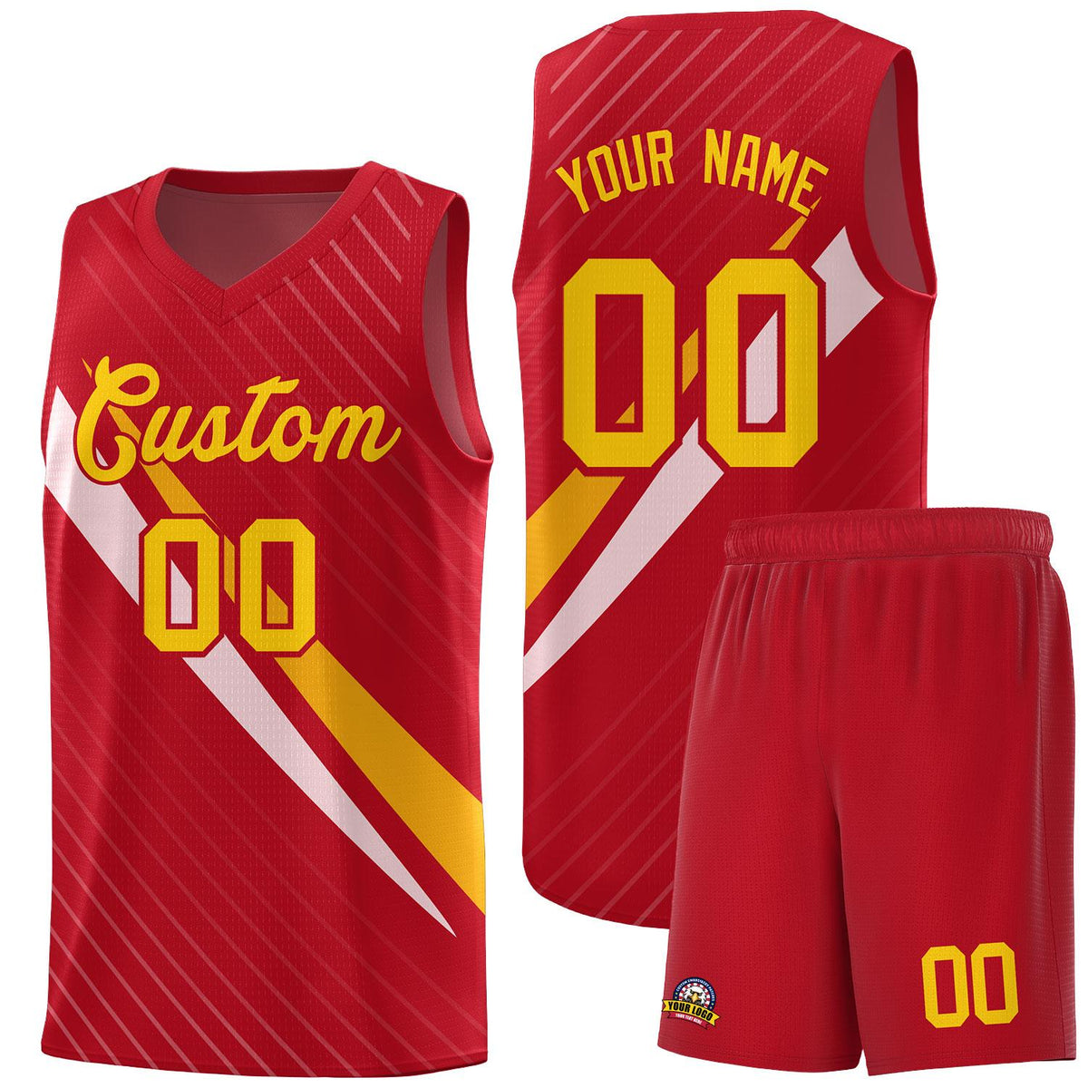 Custom Red Diagonal Pinstripe Pattern Color Block Sports Uniform Basketball Jersey|KXKSHOP