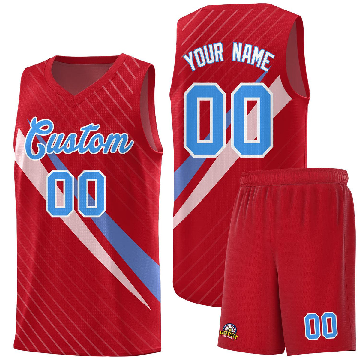 Custom Red Diagonal Pinstripe Pattern Color Block Sports Uniform Basketball Jersey|KXKSHOP