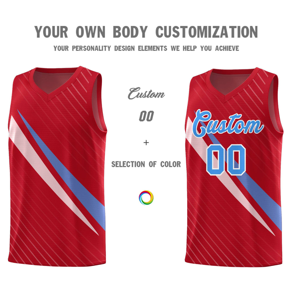 Custom Red Diagonal Pinstripe Pattern Color Block Sports Uniform Basketball Jersey|KXKSHOP