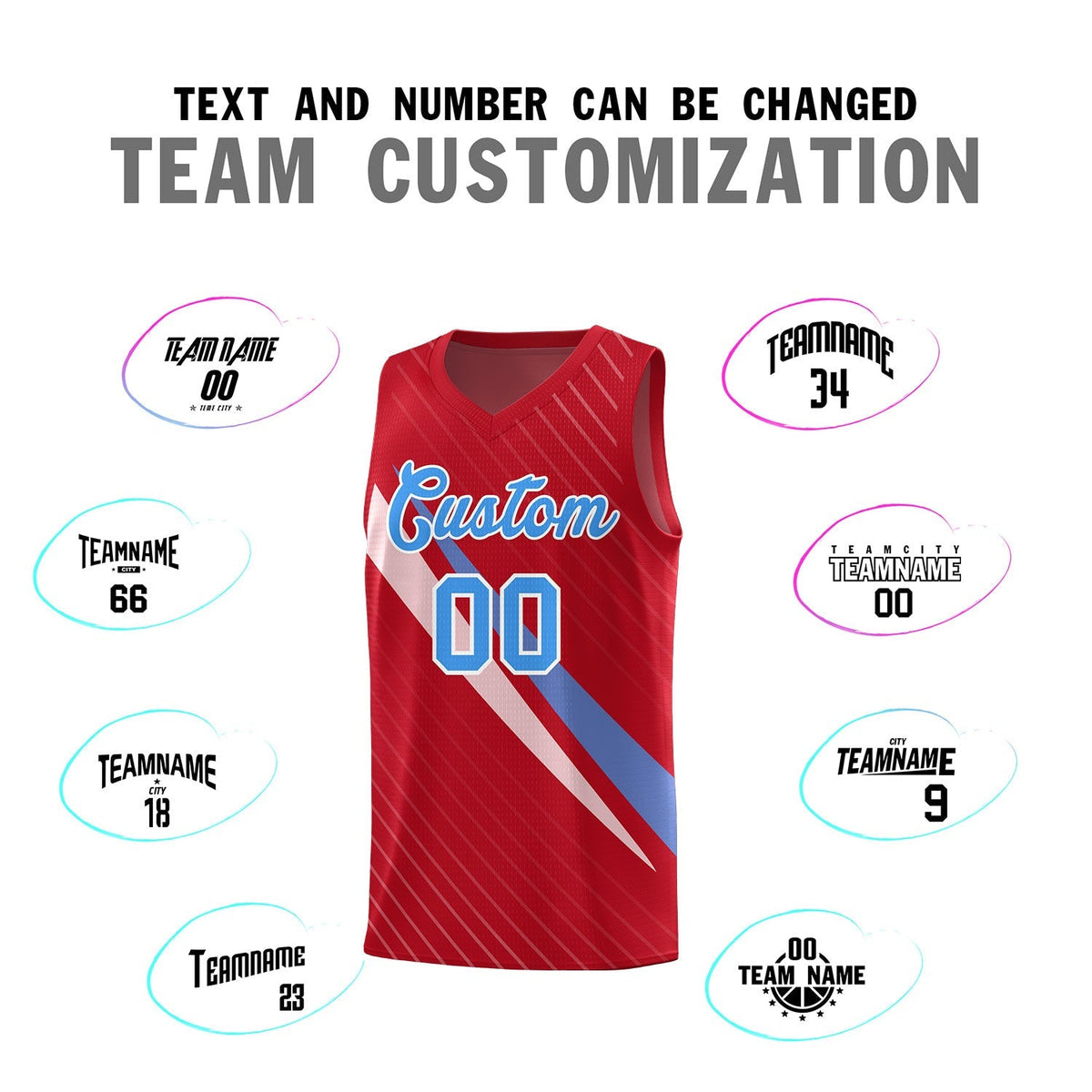 Custom Red Diagonal Pinstripe Pattern Color Block Sports Uniform Basketball Jersey|KXKSHOP