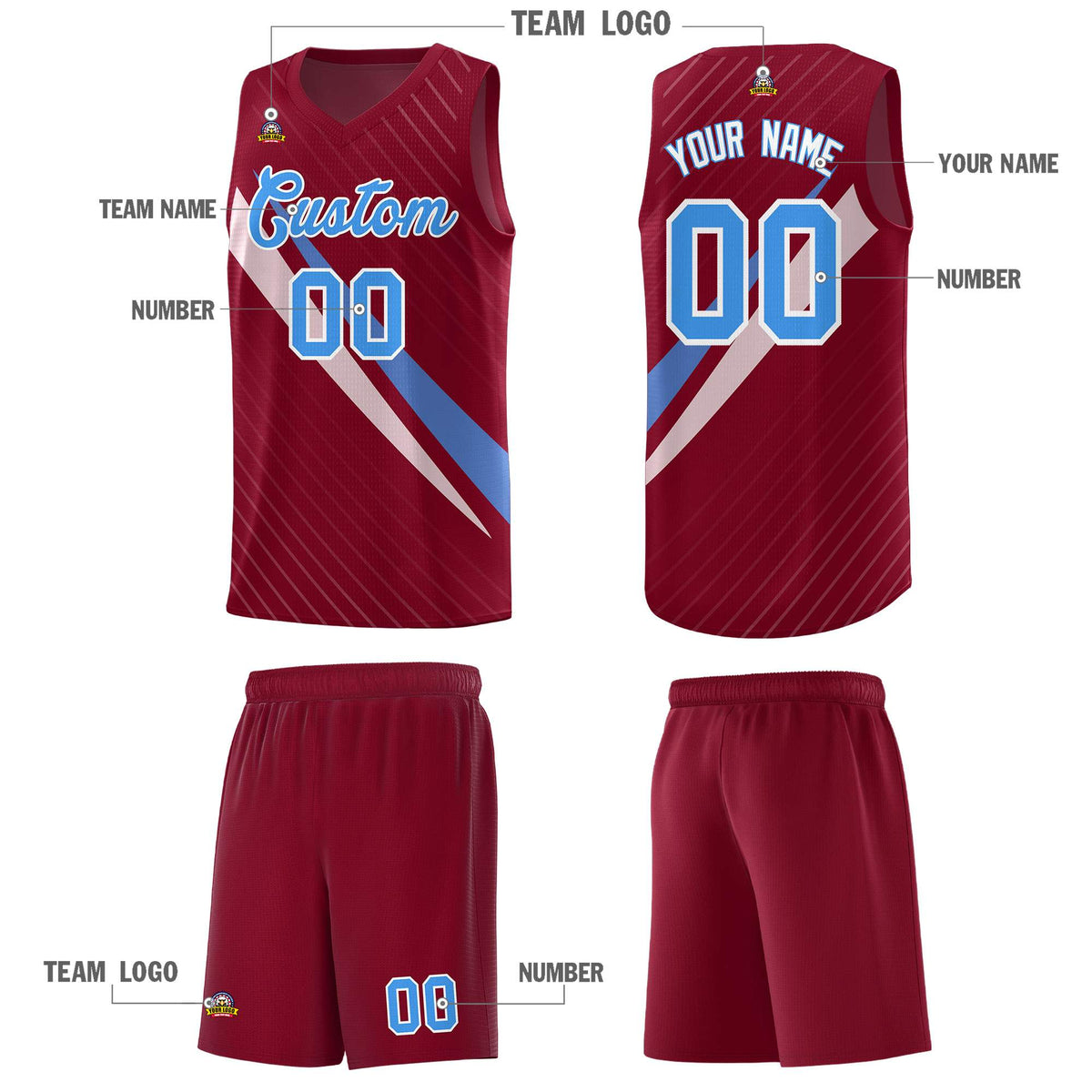 Custom Crimson Diagonal Pinstripe Pattern Color Block Sports Uniform Basketball Jersey|KXKSHOP