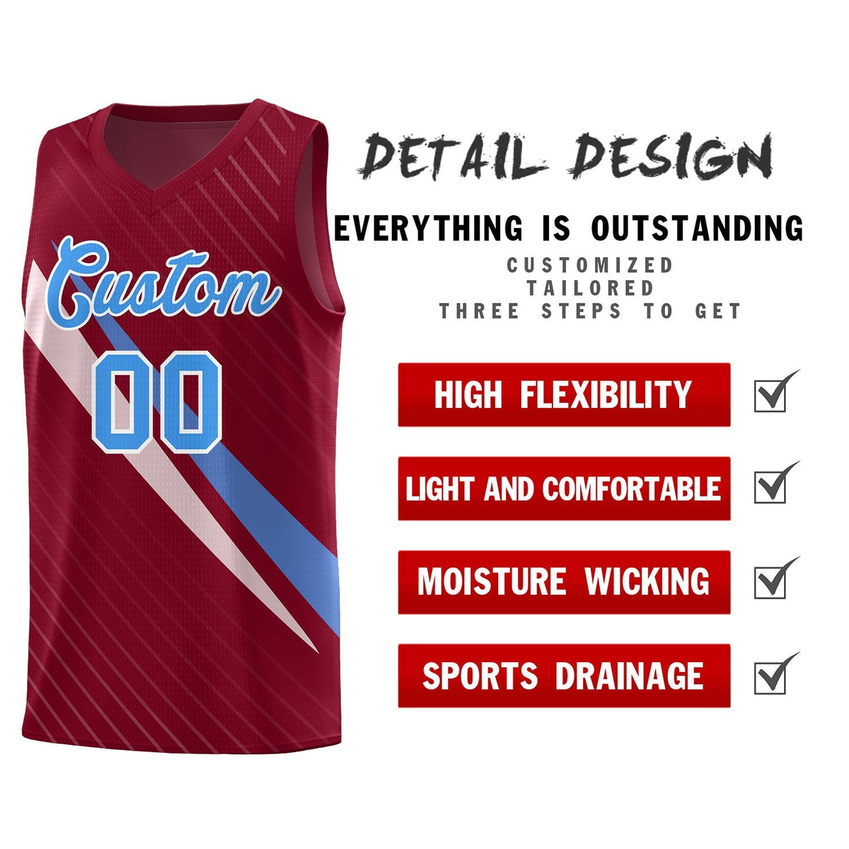 Custom Crimson Diagonal Pinstripe Pattern Color Block Sports Uniform Basketball Jersey|KXKSHOP
