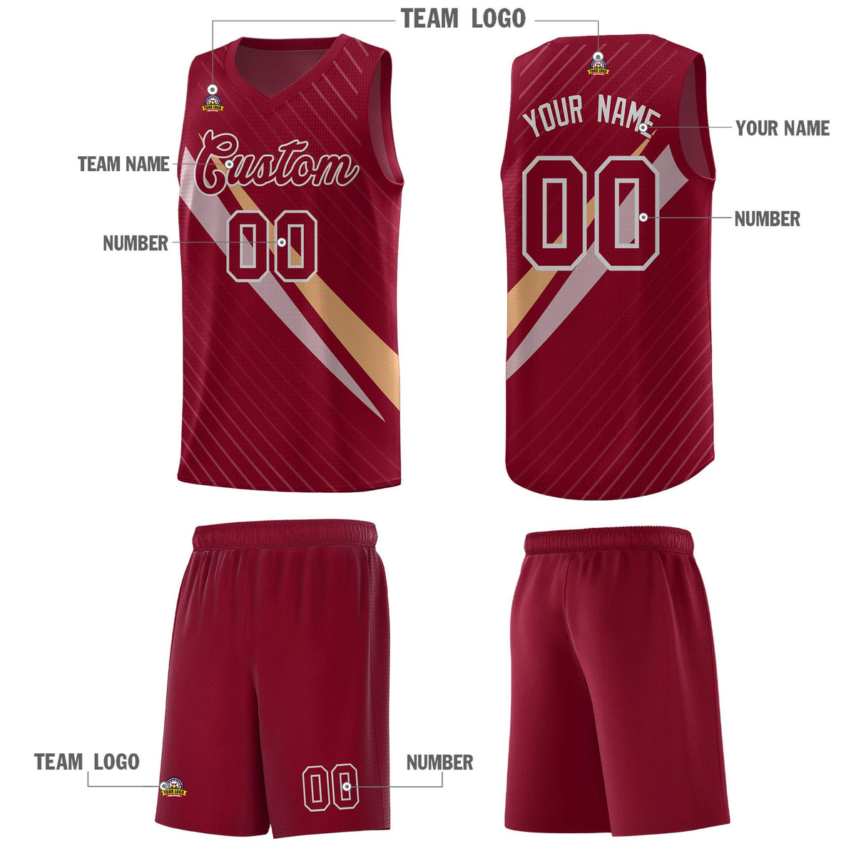 Custom Crimson Diagonal Pinstripe Pattern Color Block Sports Uniform Basketball Jersey|KXKSHOP