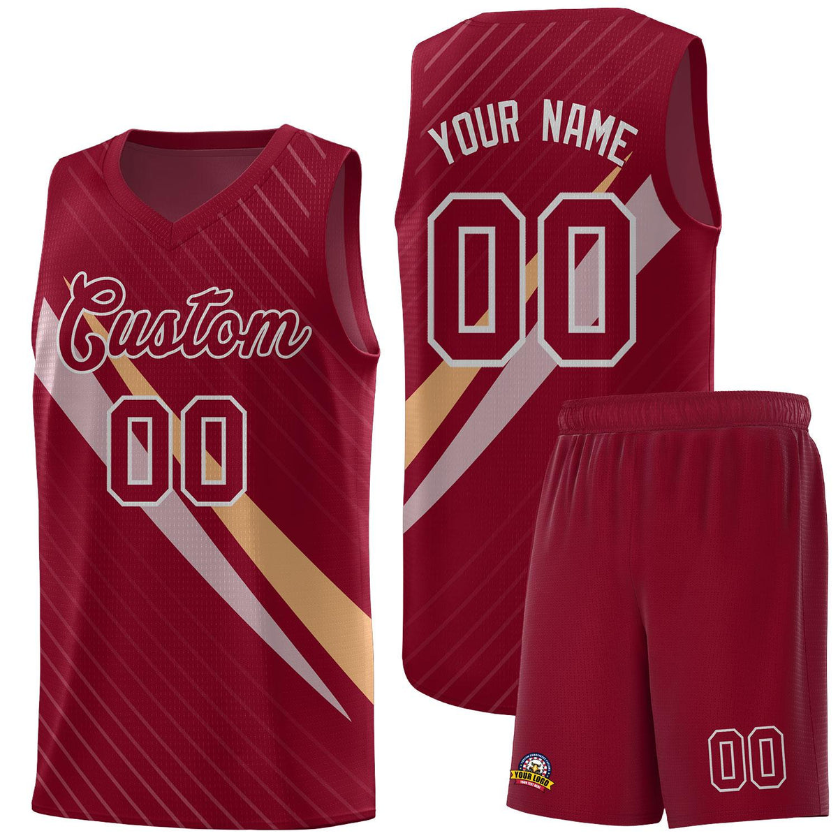 Custom Crimson Diagonal Pinstripe Pattern Color Block Sports Uniform Basketball Jersey|KXKSHOP