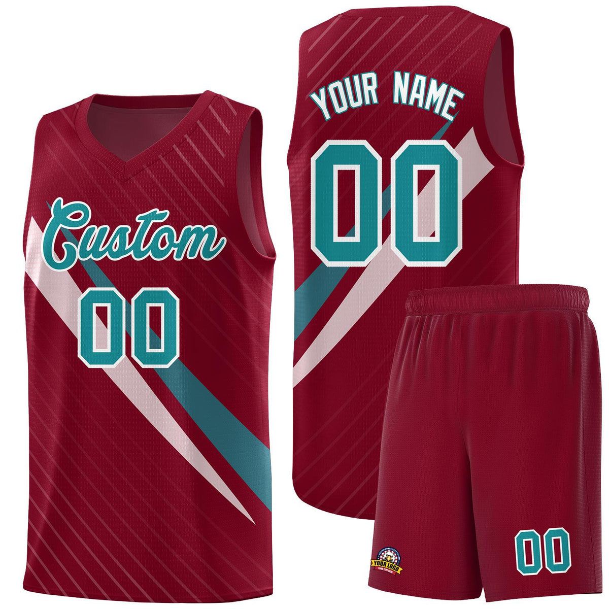 Custom Crimson Diagonal Pinstripe Pattern Color Block Sports Uniform Basketball Jersey|KXKSHOP