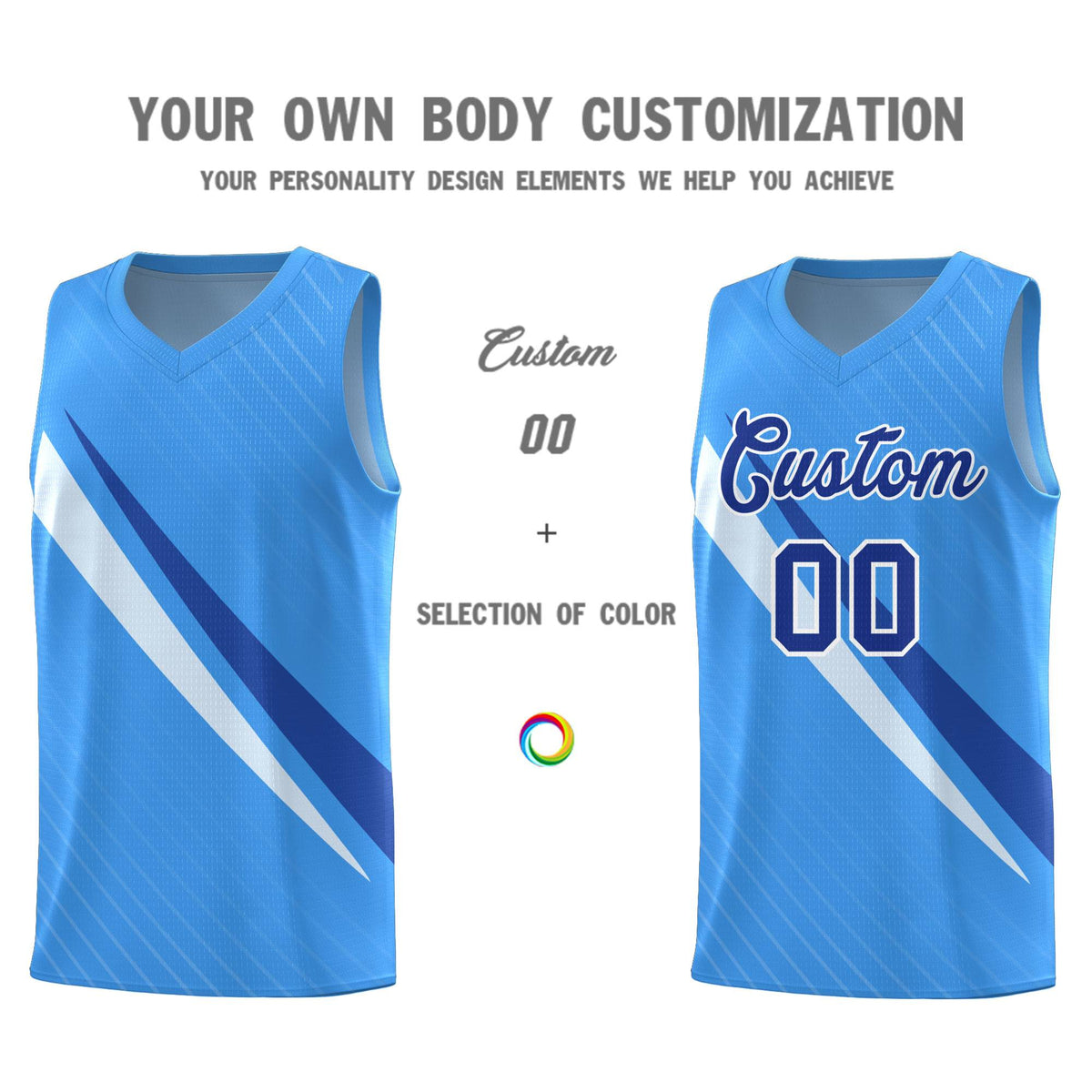 Custom Light Blue Diagonal Pinstripe Pattern Color Block Sports Uniform Basketball Jersey|KXKSHOP