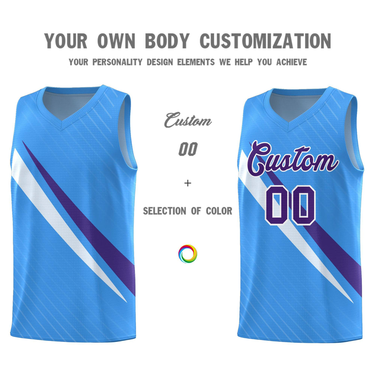 Custom Light Blue Diagonal Pinstripe Pattern Color Block Sports Uniform Basketball Jersey|KXKSHOP