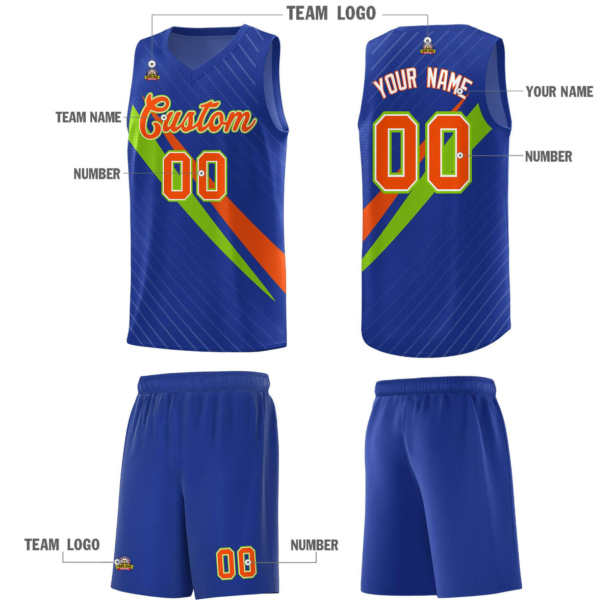 Custom Royal Diagonal Pinstripe Pattern Color Block Sports Uniform Basketball Jersey|KXKSHOP