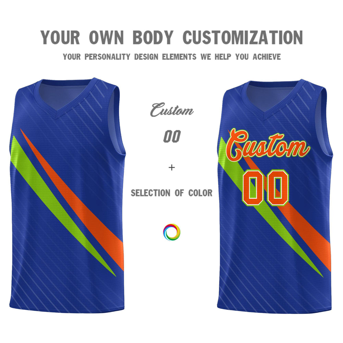 Custom Royal Diagonal Pinstripe Pattern Color Block Sports Uniform Basketball Jersey|KXKSHOP
