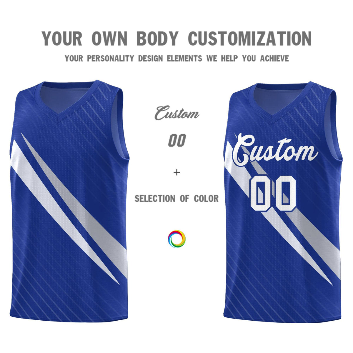 Custom Royal Diagonal Pinstripe Pattern Color Block Sports Uniform Basketball Jersey|KXKSHOP
