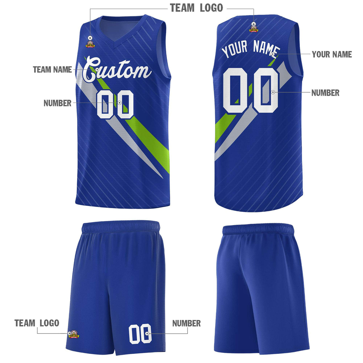 Custom Royal Diagonal Pinstripe Pattern Color Block Sports Uniform Basketball Jersey|KXKSHOP