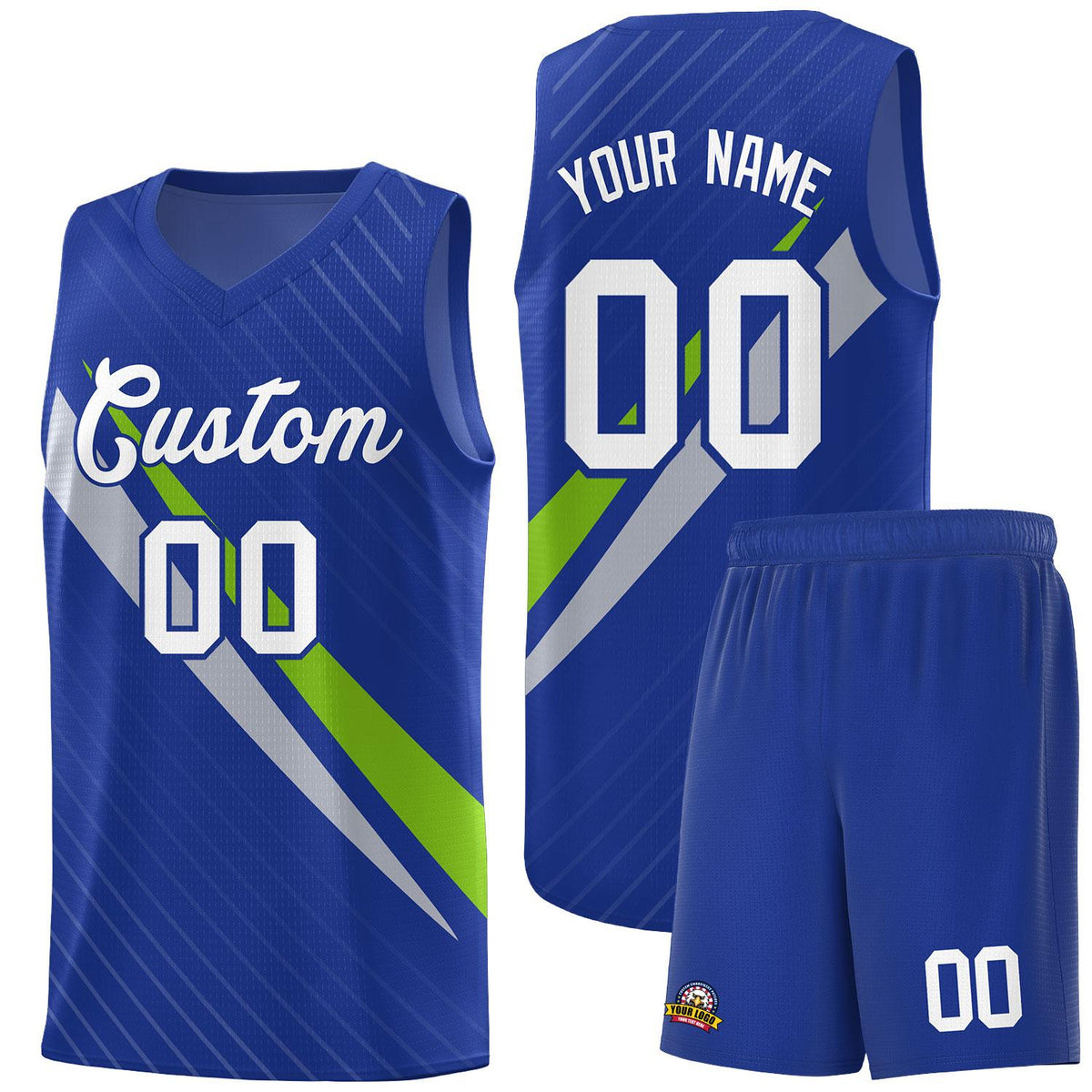 Custom Royal Diagonal Pinstripe Pattern Color Block Sports Uniform Basketball Jersey|KXKSHOP