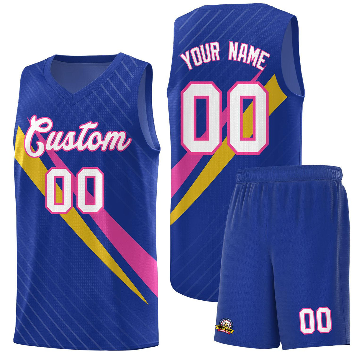 Custom Royal Diagonal Pinstripe Pattern Color Block Sports Uniform Basketball Jersey|KXKSHOP