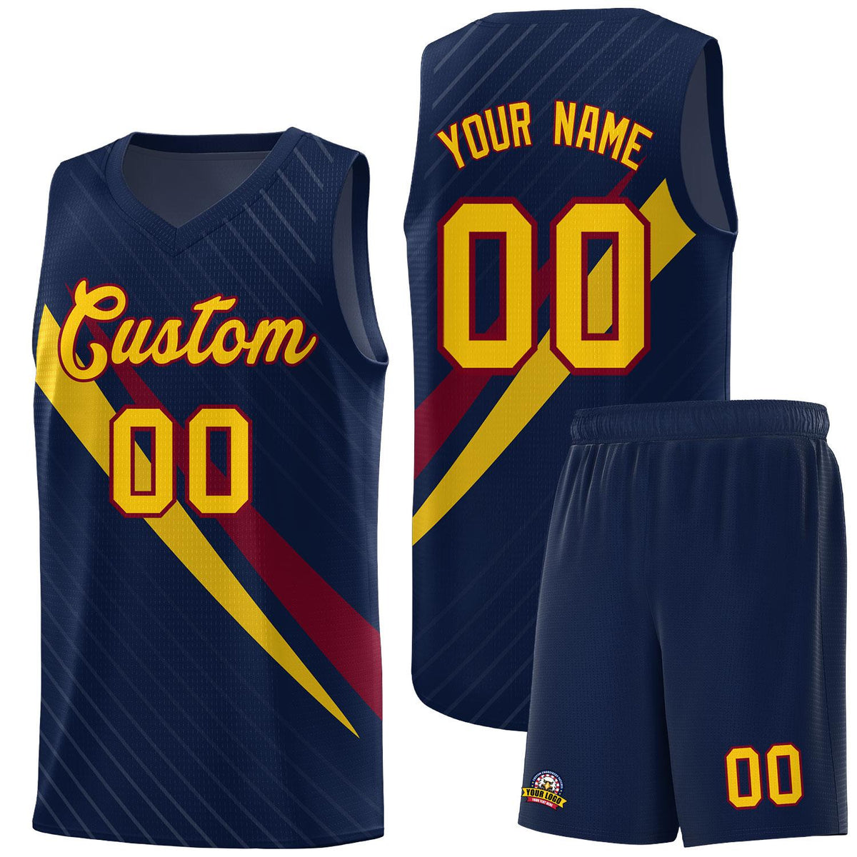 Custom Navy Diagonal Pinstripe Pattern Color Block Sports Uniform Basketball Jersey|KXKSHOP