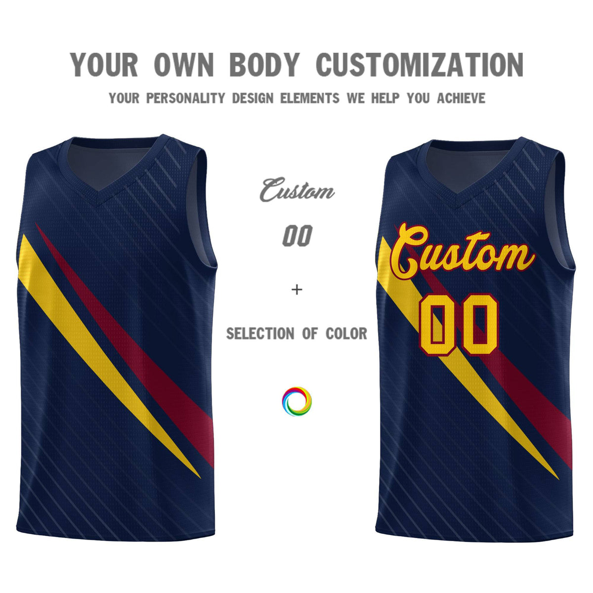 Custom Navy Diagonal Pinstripe Pattern Color Block Sports Uniform Basketball Jersey|KXKSHOP